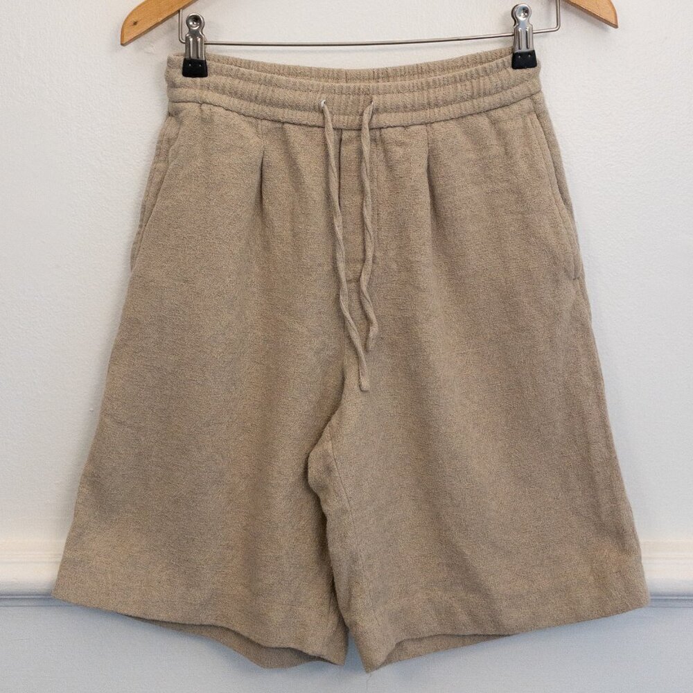 Zara Men's Terry Cloth Lounge Shorts – Beige Tan, Size S
